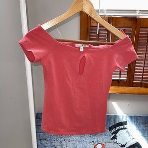Express One Eleven Pink Off-The-Shoulder Top